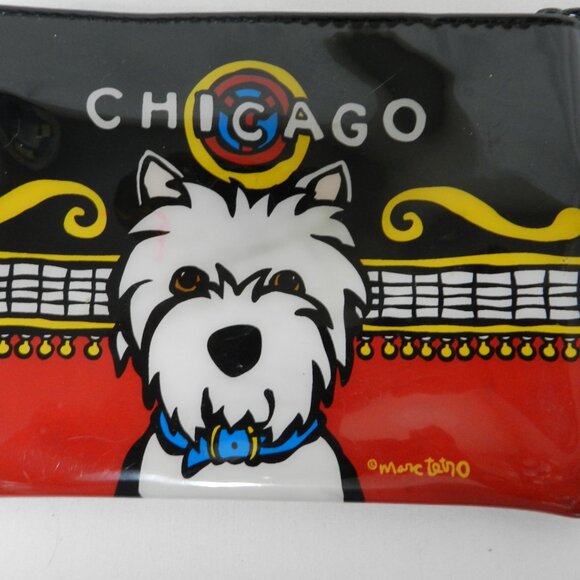 Marc Tetro Westie Chicago dog puppy make up bag pouch coated Canvas zip 8 x 5.5 - Picture 3 of 9